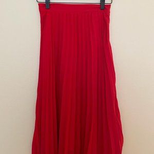 Forever 21 Red Pleated Midi Skirt
